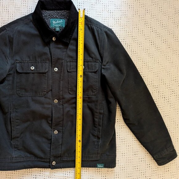 WOOLRICH Chore Barn Jacket Black Sherpa Lined Cotton Canvas Shell Men's M/L - Picture 5 of 9